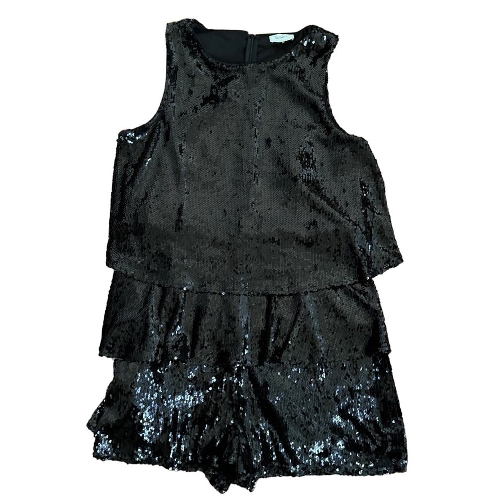 BOHME Black Sequin Sleeveless Romper Jumpsuit Size L